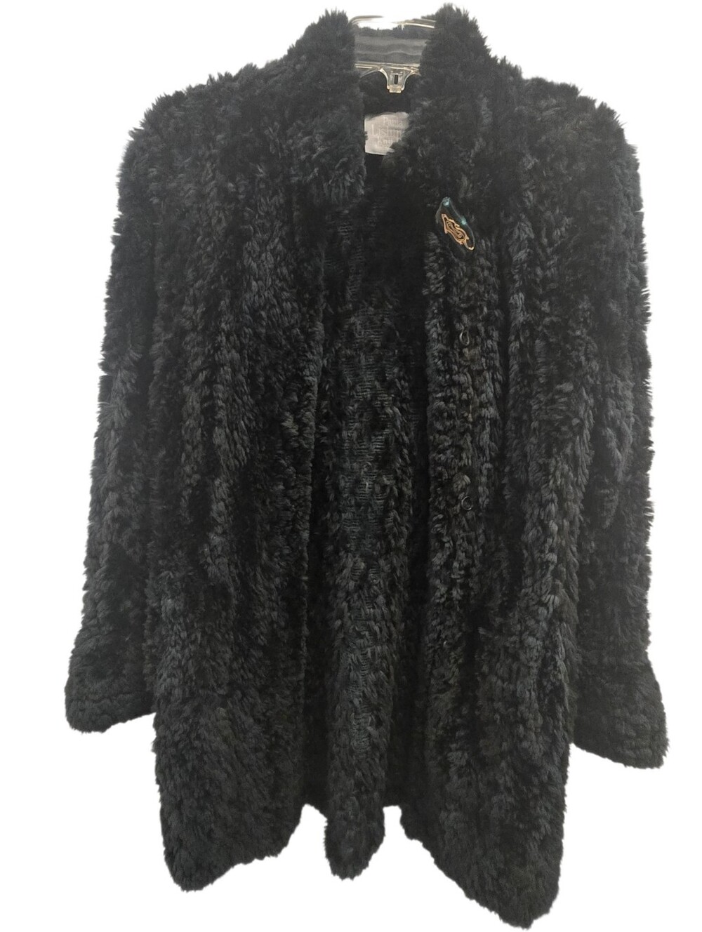 Paula Lishman Handmade in Canada Knitted Black Beaver Fur Jacket Sz SMALL